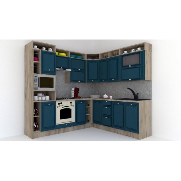 Bucatarie de Colt LEEA ART CORNER FRONT MDF ELBA 220-240 ST. K002 / decor 259