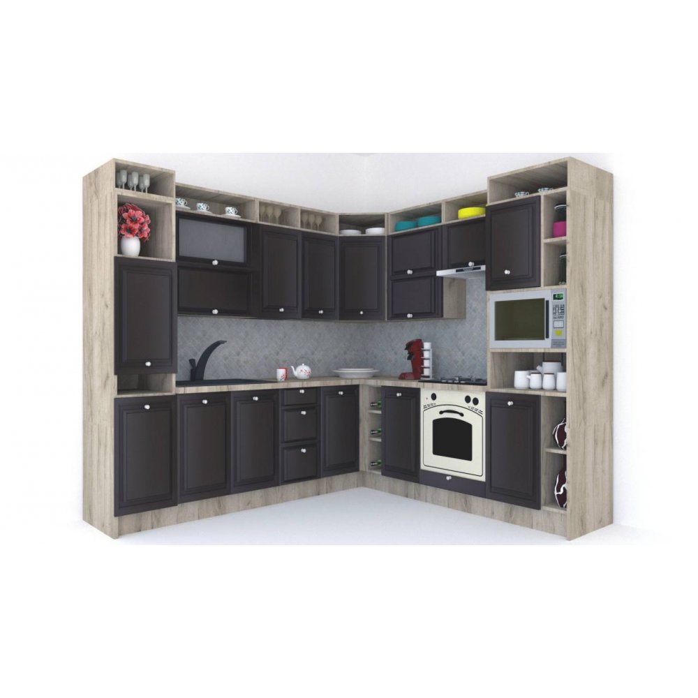 Bucatarie de Colt LEEA ART CORNER FRONT MDF ALAMO 240-260 DR. K002 / decor 176