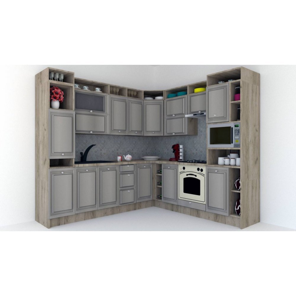 Bucatarie de Colt LEEA ART CORNER FRONT MDF ALAMO 240-260 DR. K002 / decor 227