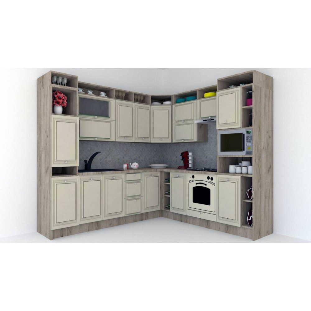 Bucatarie de Colt LEEA ART CORNER FRONT MDF ALAMO 240-260 DR. K002 / decor 232