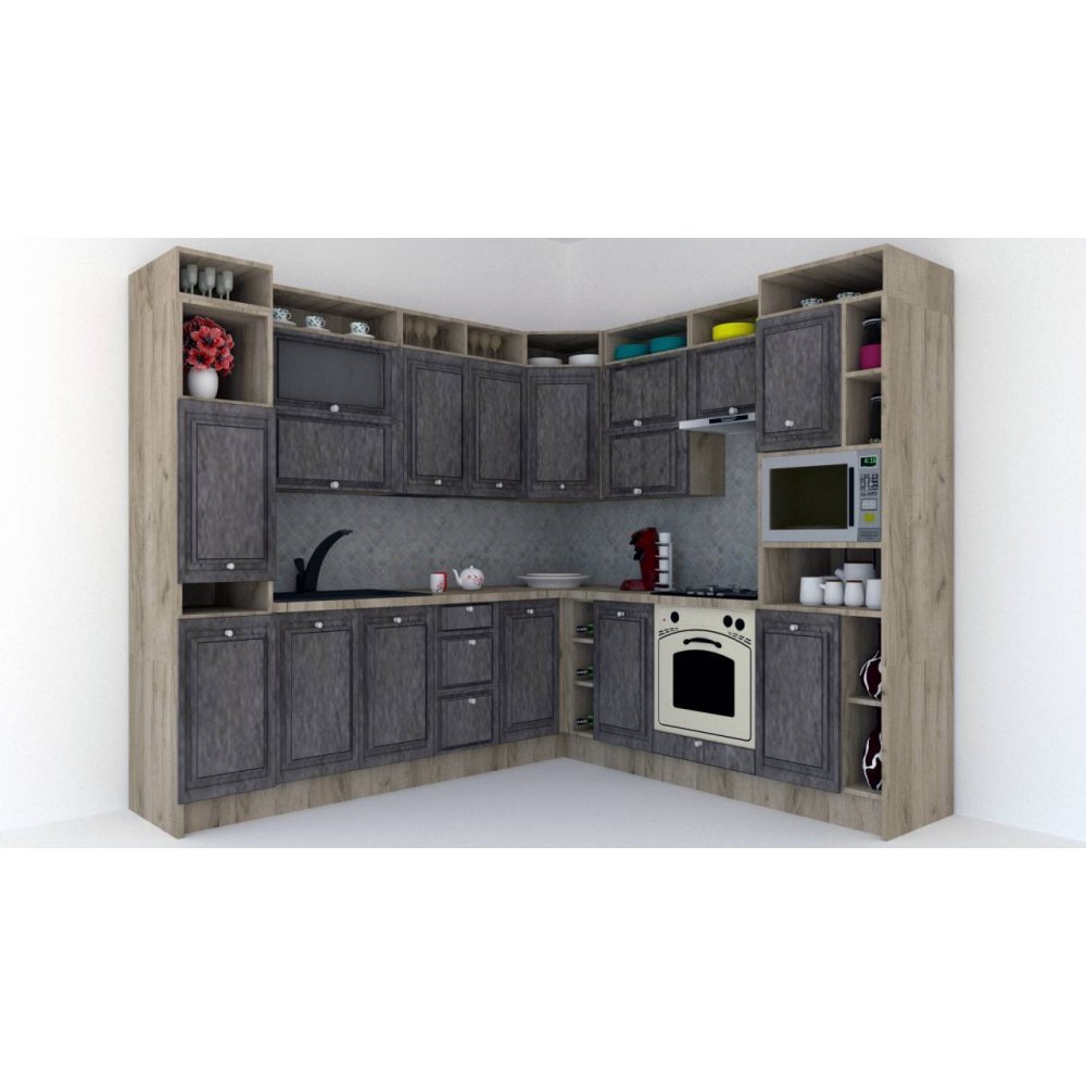 Bucatarie de Colt LEEA ART CORNER FRONT MDF ALAMO 240-260 DR. K002 / decor 247