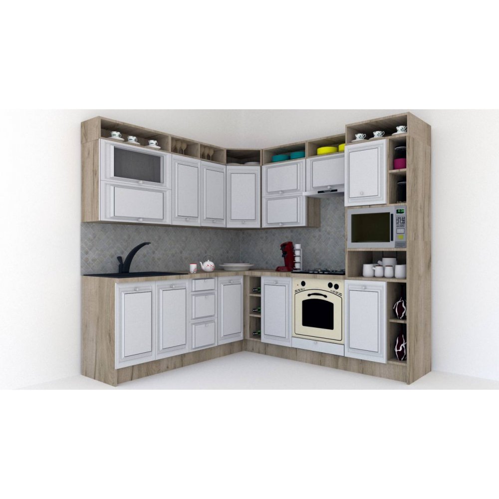 Bucatarie de Colt LEEA ART CORNER FRONT MDF FRESCO 220-240 DR. K002 / decor 263