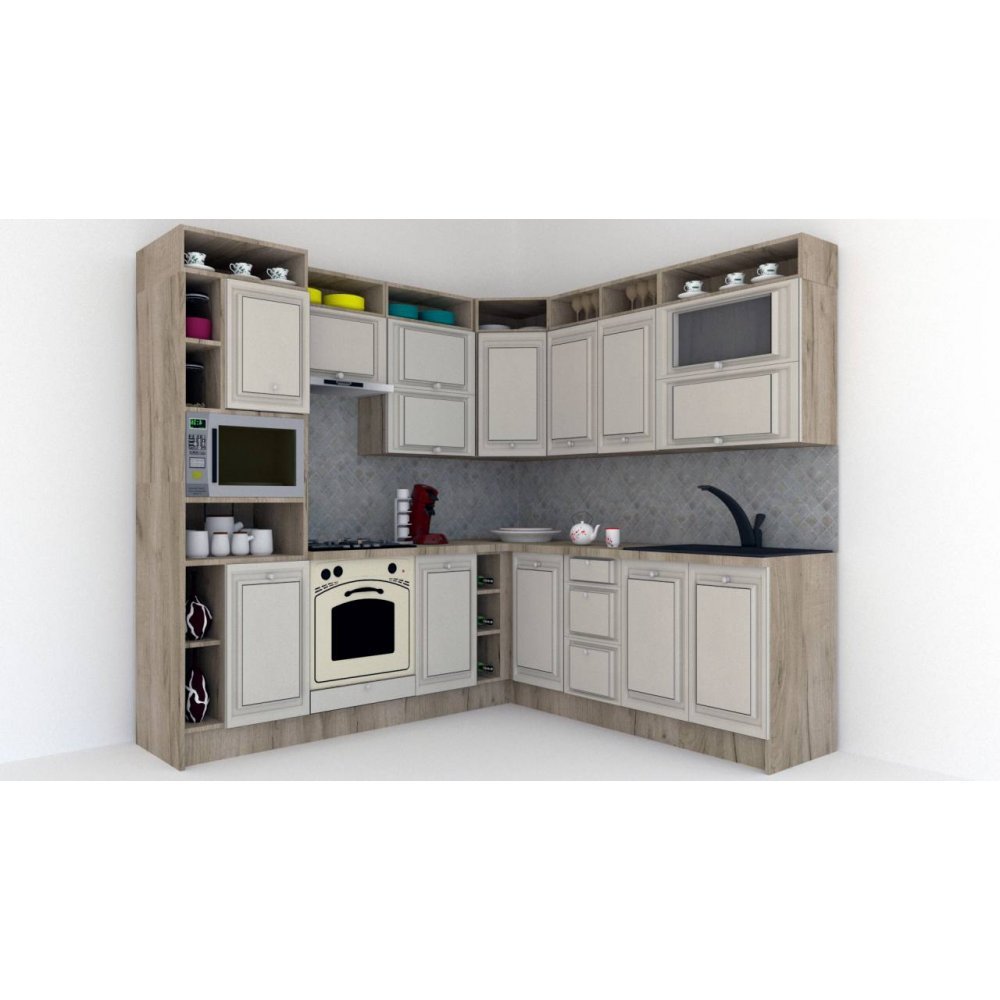Bucatarie de Colt LEEA ART CORNER FRONT MDF FRESCO 220-240 ST. K002 / decor 102