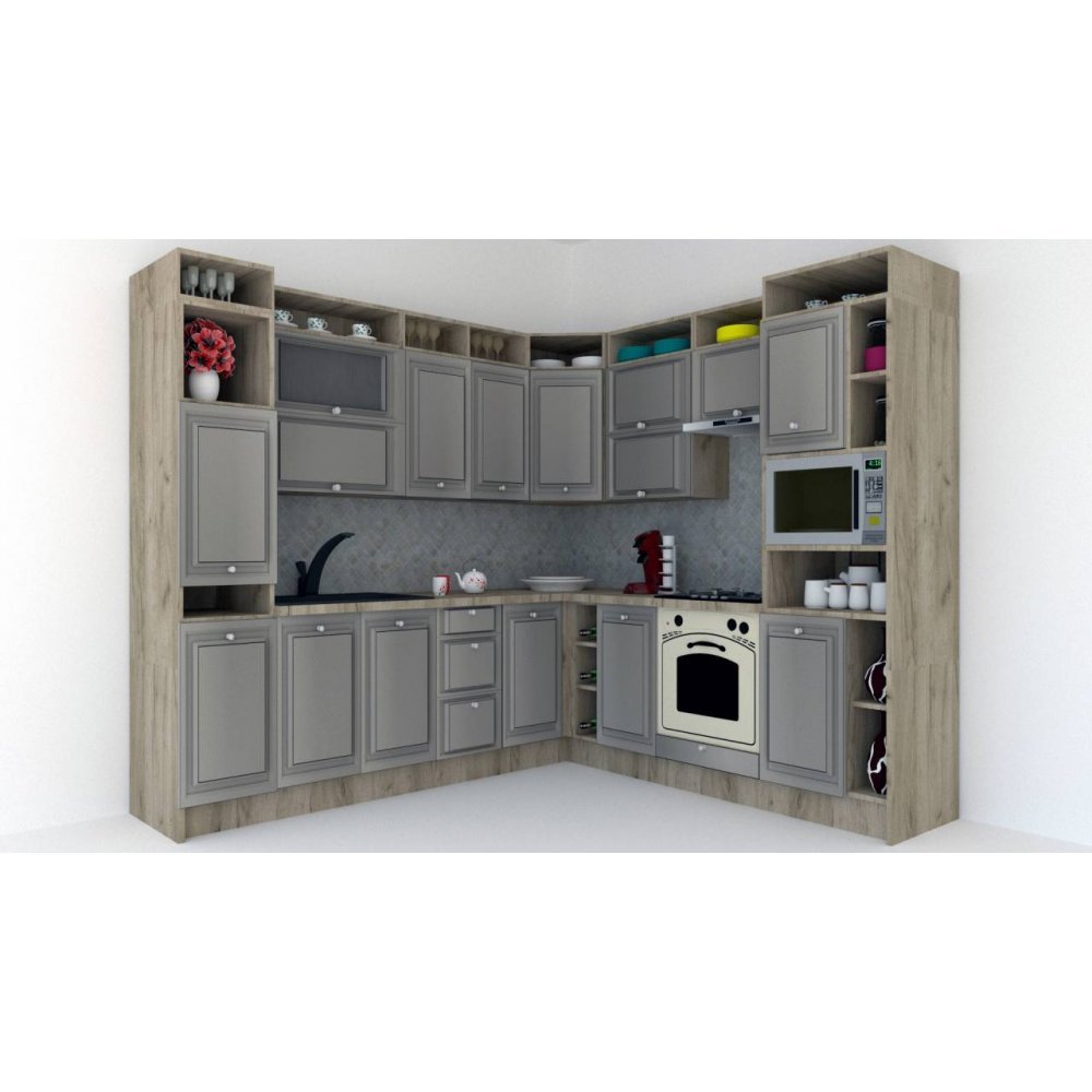Bucatarie de Colt LEEA ART CORNER FRONT MDF EKRAN 240-260 DR. K002 / decor 210