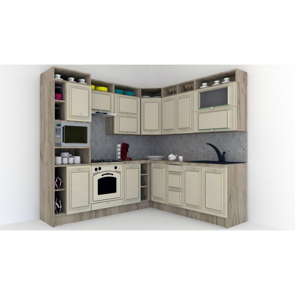 Bucatarie de Colt LEEA ART CORNER FRONT MDF SPARX 220-240 ST. K002 / decor 232