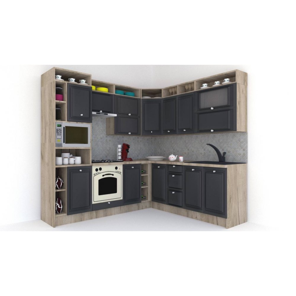 Bucatarie de Colt LEEA ART CORNER FRONT MDF SPARX 220-240 ST. K002 / decor 266