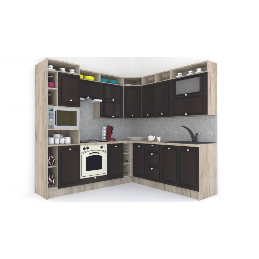 Bucatarie de Colt LEEA ART CORNER FRONT MDF STILE 220-240 ST. K002 / decor 244