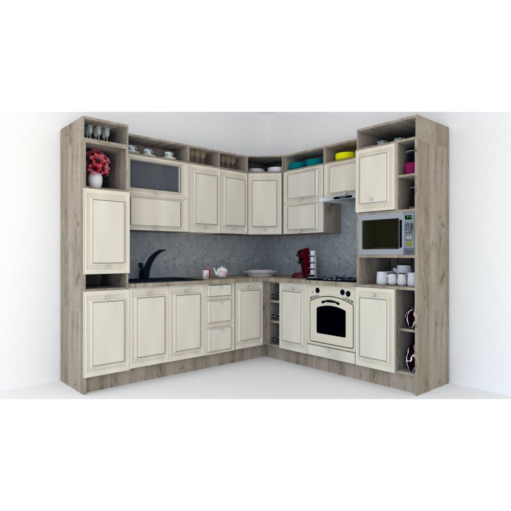 Bucatarie de Colt LEEA ART CORNER FRONT MDF PARMA 240-260 DR. K002 / decor 242