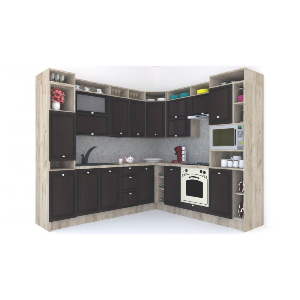 Bucatarie de Colt LEEA ART CORNER FRONT MDF PARMA 240-260 DR. K002 / decor 244