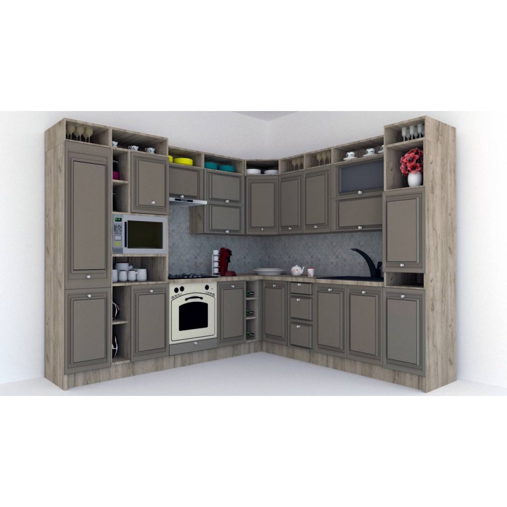 Bucatarie de Colt LEEA ART CORNER FRONT MDF ALAMO 260-280 ST. K002 / decor 200