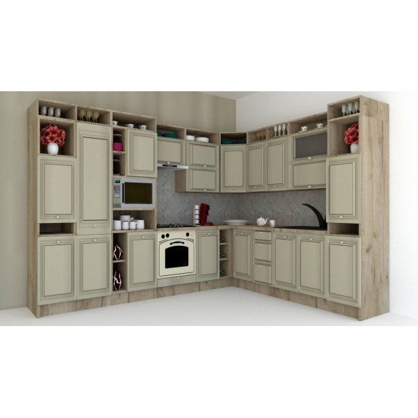 Bucatarie de Colt LEEA ART CORNER FRONT MDF ALAMO 260-320 ST. K002 / decor 161