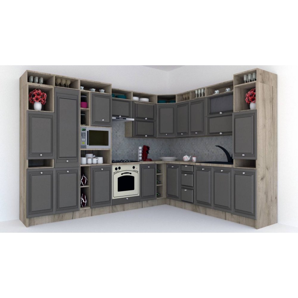 Bucatarie de Colt LEEA ART CORNER FRONT MDF ALAMO 260-320 ST. K002 / decor 218
