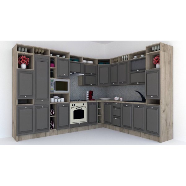Bucatarie de Colt LEEA ART CORNER FRONT MDF ALAMO 260-320 ST. K002 / decor 218