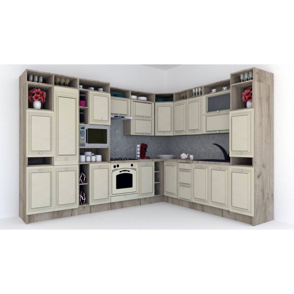 Bucatarie de Colt LEEA ART CORNER FRONT MDF ALAMO 260-320 ST. K002 / decor 232