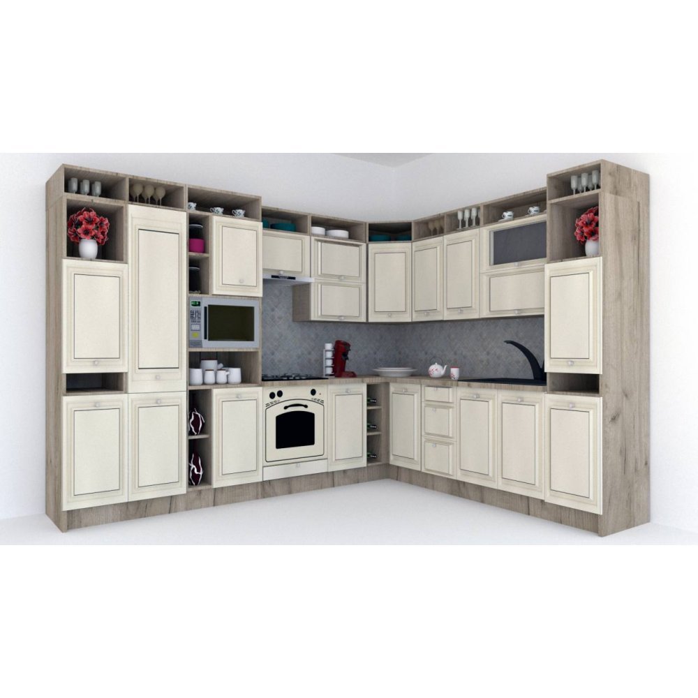 Bucatarie de Colt LEEA ART CORNER FRONT MDF ALAMO 260-320 ST. K002 / decor 242