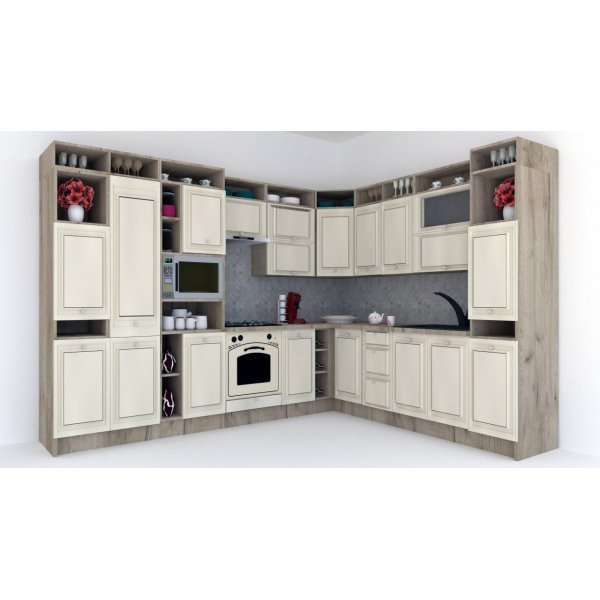 Bucatarie de Colt LEEA ART CORNER FRONT MDF ALAMO 260-320 ST. K002 / decor 242
