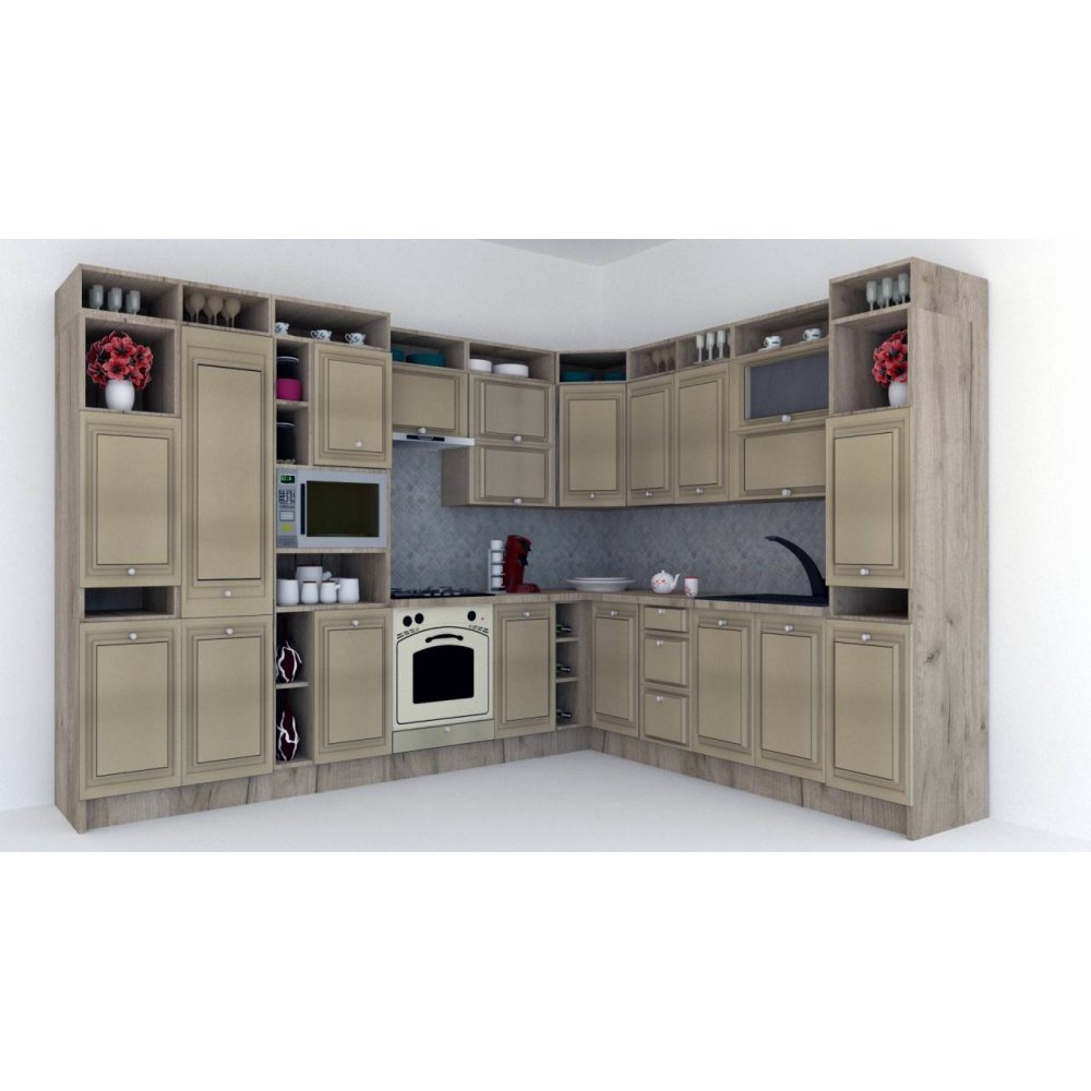 Bucatarie de Colt LEEA ART CORNER FRONT MDF ALAMO 260-320 ST. K002 / decor 243