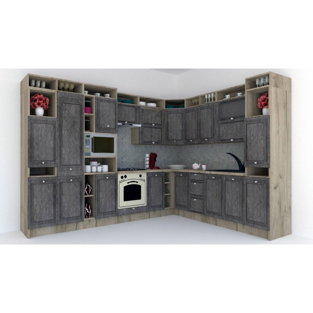 Bucatarie de Colt LEEA ART CORNER FRONT MDF ALAMO 260-320 ST. K002 / decor 247