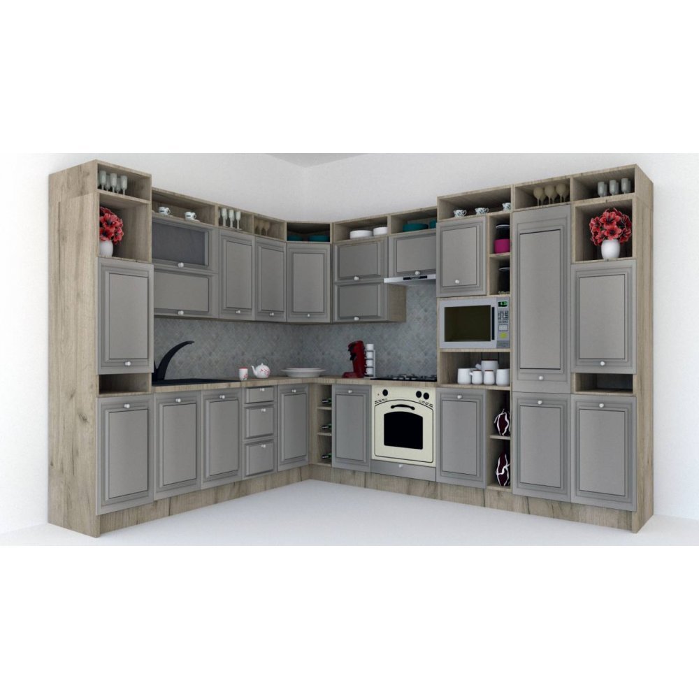 Bucatarie de Colt LEEA ART CORNER FRONT MDF PARMA 260-320 DR. K002 / decor 210