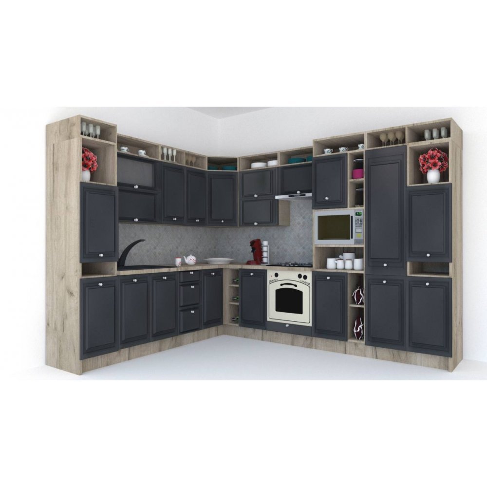 Bucatarie de Colt LEEA ART CORNER FRONT MDF PARMA 260-320 DR. K002 / decor 266