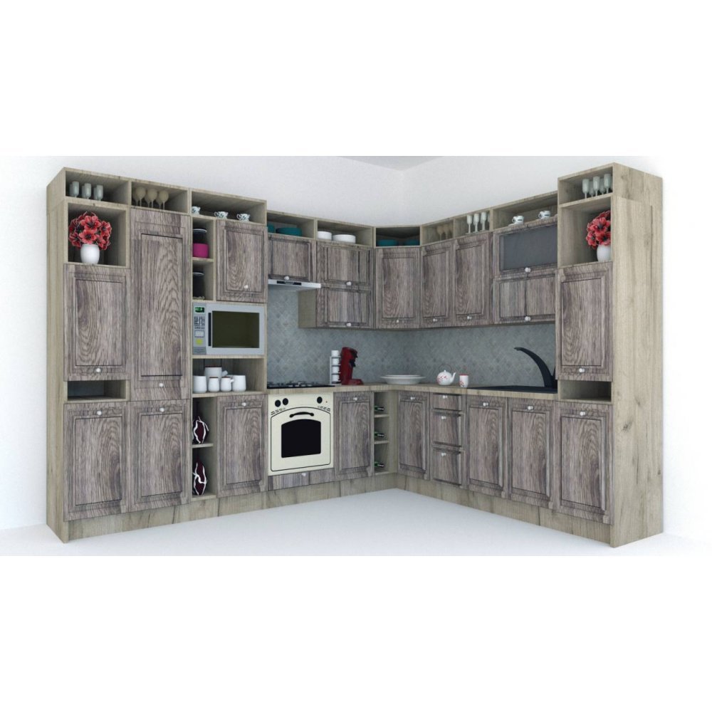 Bucatarie de Colt LEEA ART CORNER FRONT MDF PARMA 260-320 ST. K002 / decor 213 Bucatarie de Colt LEEA ART CORNER FRONT MDF PARMA 260-320 ST. K002 / decor 213