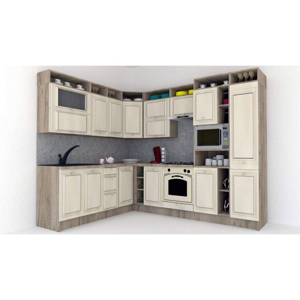 Bucatarie de Colt LEEA ART CORNER FRONT MDF FRESCO 220-280 DR. K002 / decor 242
