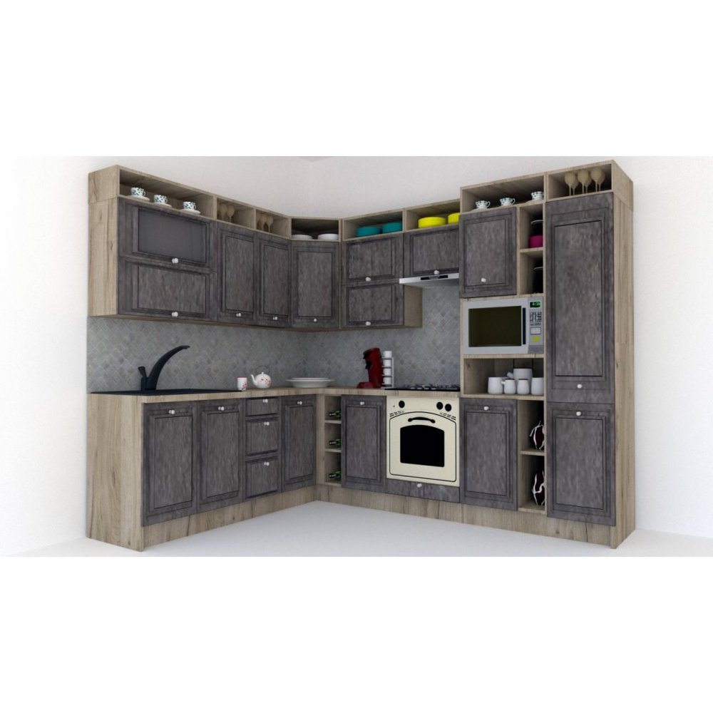 Bucatarie de Colt LEEA ART CORNER FRONT MDF FRESCO 220-280 DR. K002 / decor 247