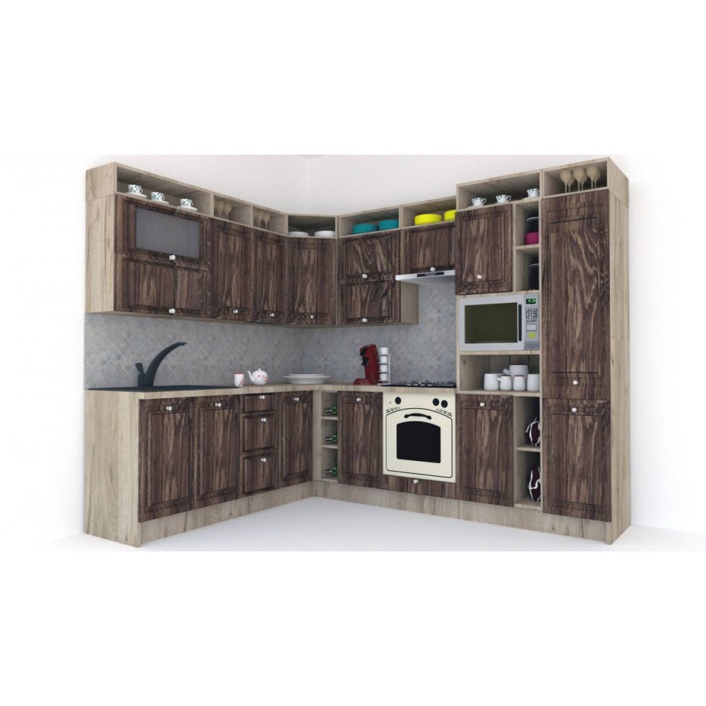 Bucatarie de Colt LEEA ART CORNER FRONT MDF FRESCO 220-280 DR. K002 / decor 264
