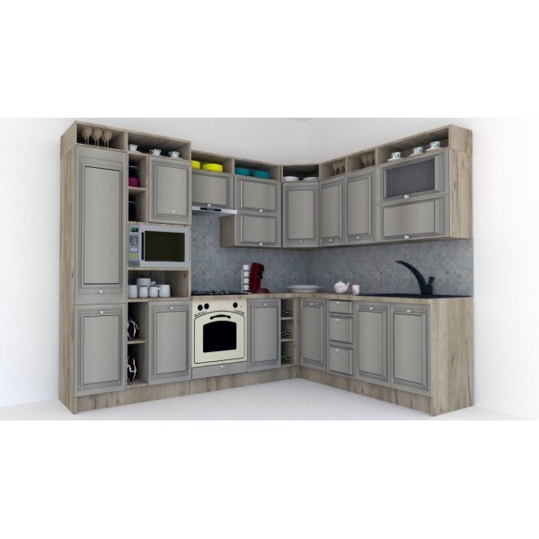 Bucatarie de Colt LEEA ART CORNER FRONT MDF FRESCO 220-280 ST. K002 / decor 227