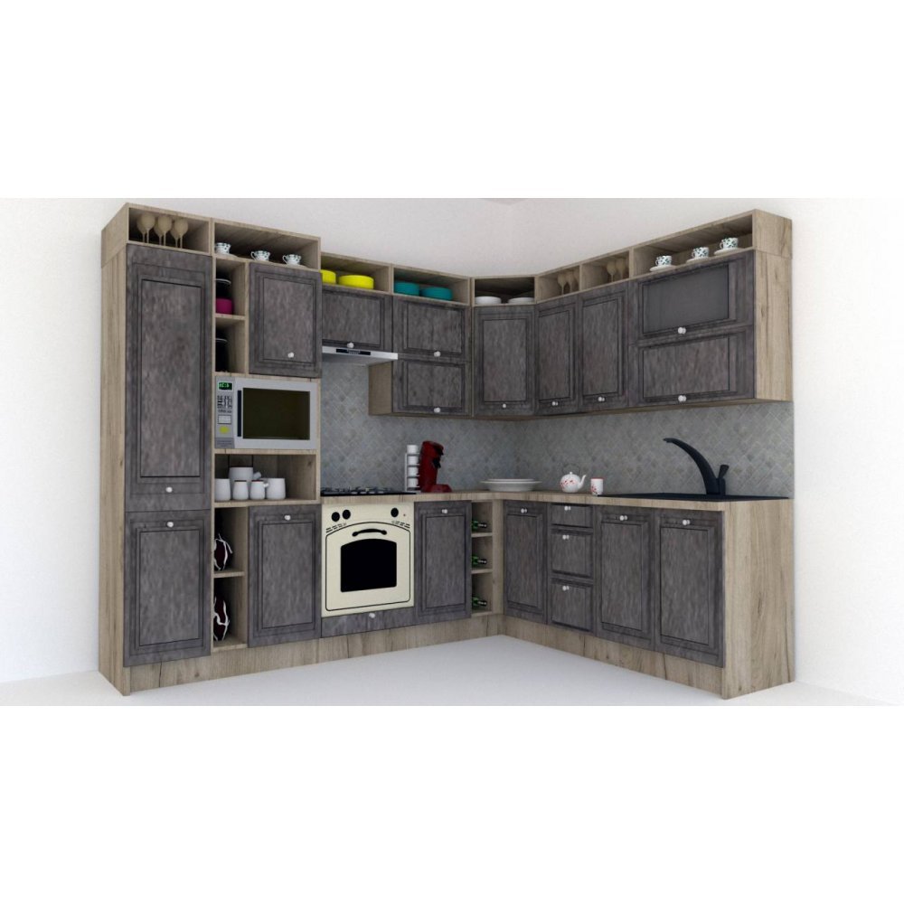 Bucatarie de Colt LEEA ART CORNER FRONT MDF FRESCO 220-280 ST. K002 / decor 247