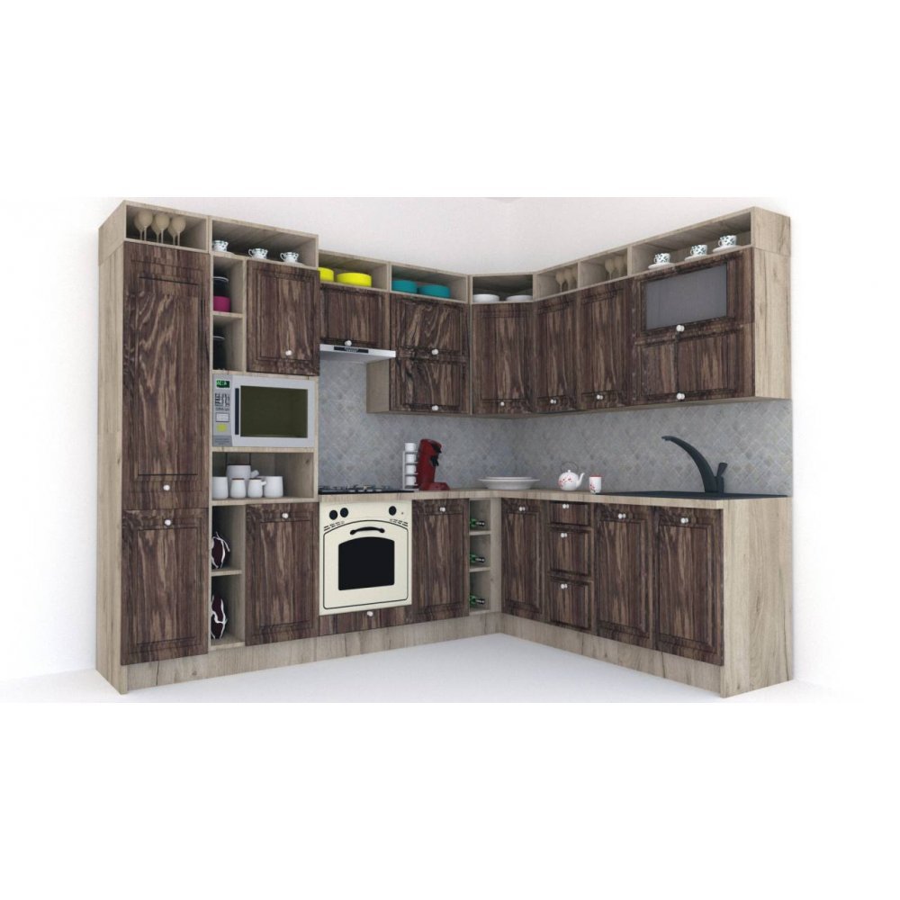 Bucatarie de Colt LEEA ART CORNER FRONT MDF FRESCO 220-280 ST. K002 / decor 264