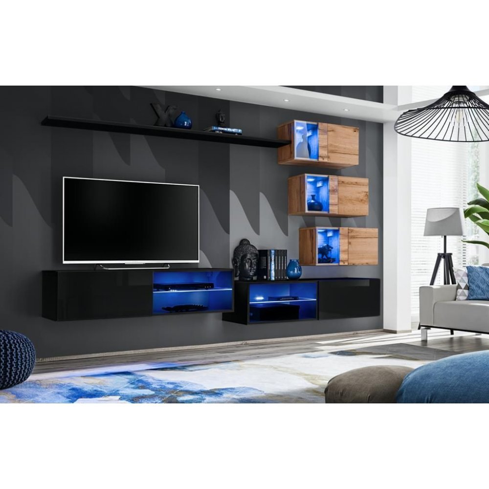 Living SWITCH 24 SWT SW 24 Genarom AM Negru Lucios / Stejar Wotan