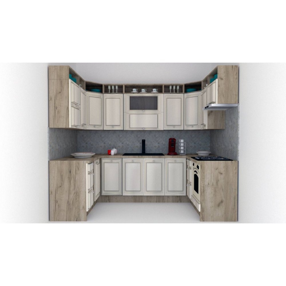 Bucatarie de Colt LEEA ART U FRONT MDF CANYON 160-280-160 K002 / decor 242