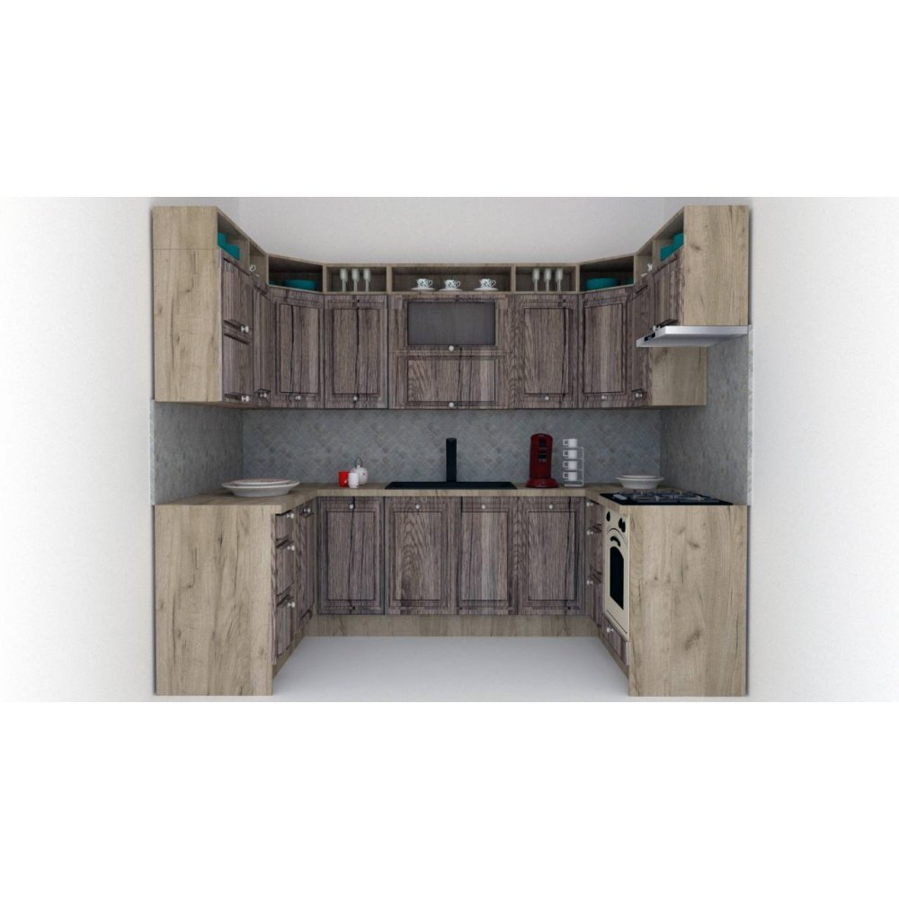 Bucatarie de Colt LEEA ART U FRONT MDF ELBA 160-280-160 K002 / decor 213