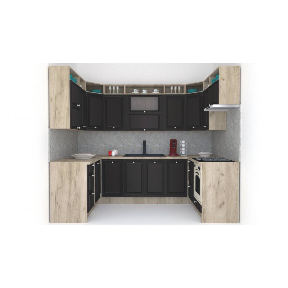 Bucatarie de Colt LEEA ART U FRONT MDF ELBA 160-280-160 K002 / decor 225