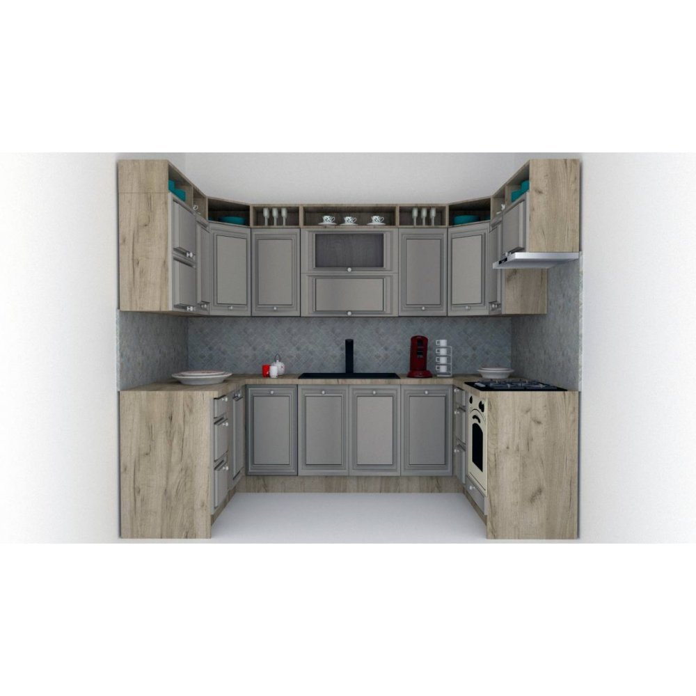 Bucatarie de Colt LEEA ART U FRONT MDF ELBA 160-280-160 K002 / decor 227