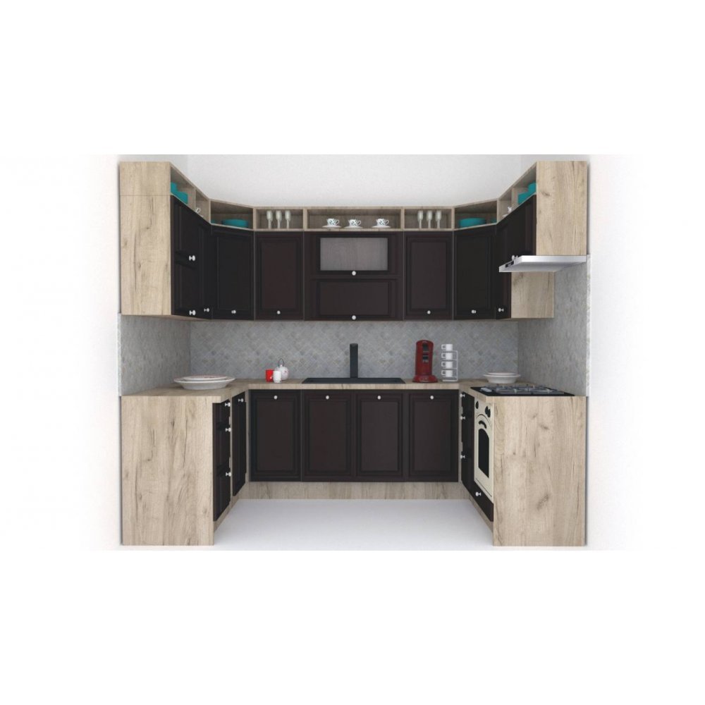 Bucatarie de Colt LEEA ART U FRONT MDF ELBA 160-280-160 K002 / decor 244