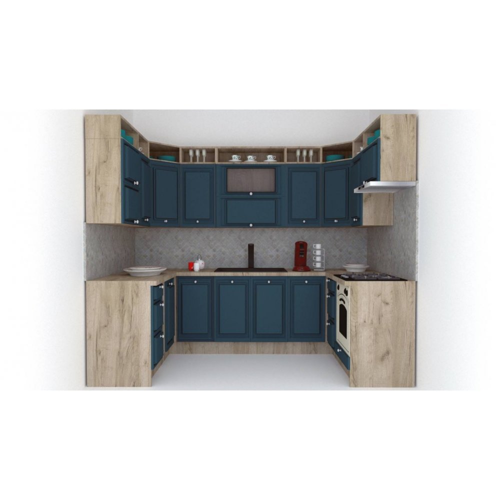 Bucatarie de Colt LEEA ART U FRONT MDF ELBA 160-280-160 K002 / decor 259