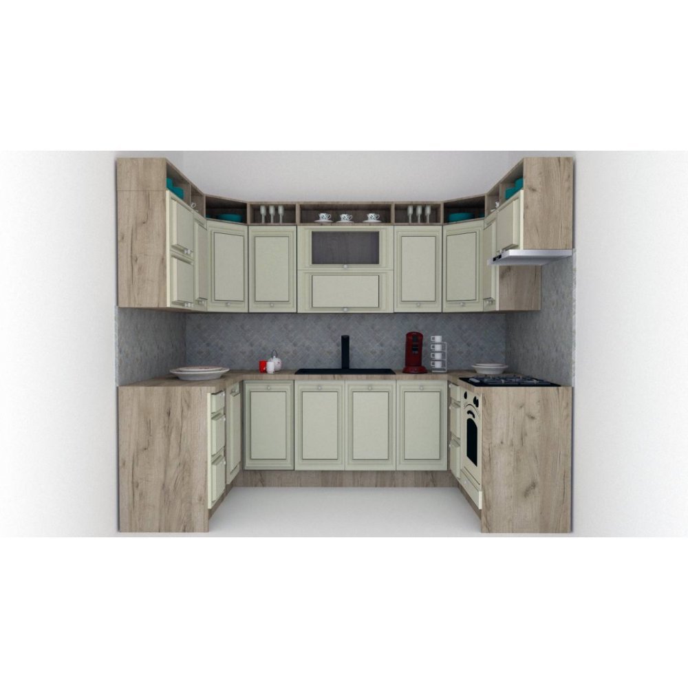 Bucatarie de Colt LEEA ART U FRONT MDF FRESCO 160-280-160 K002 / decor 191