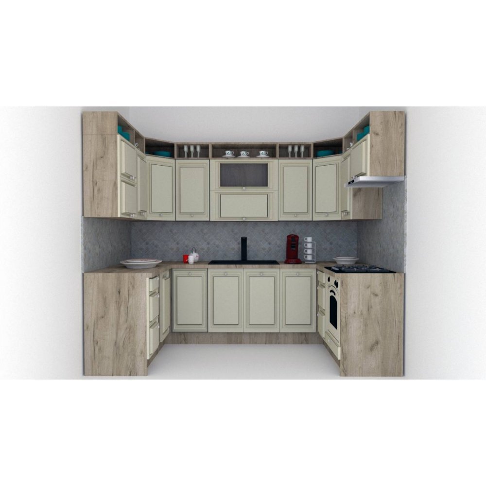 Bucatarie de Colt LEEA ART U FRONT MDF FRESCO 160-280-160 K002 / decor 232