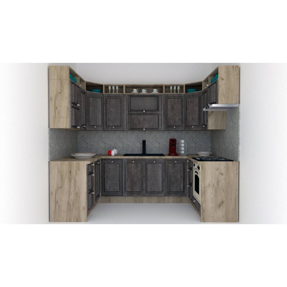 Bucatarie de Colt LEEA ART U FRONT MDF FRESCO 160-280-160 K002 / decor 247