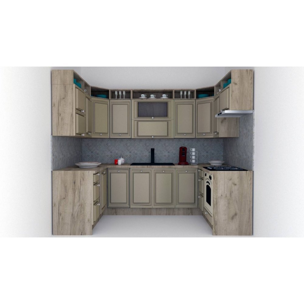 Bucatarie de Colt LEEA ART U FRONT MDF EKRAN 160-280-160 K002 / decor 243
