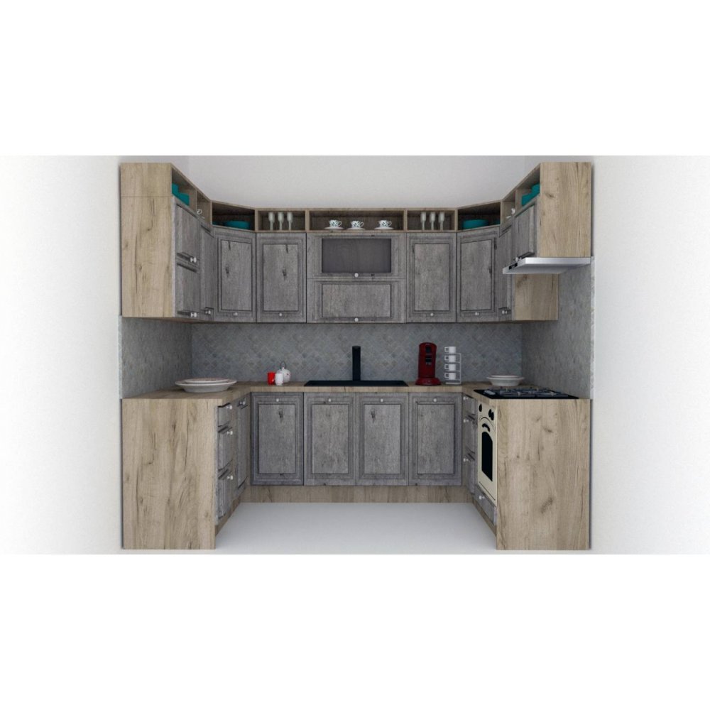Bucatarie de Colt LEEA ART U FRONT MDF EKRAN 160-280-160 K002 / decor 246