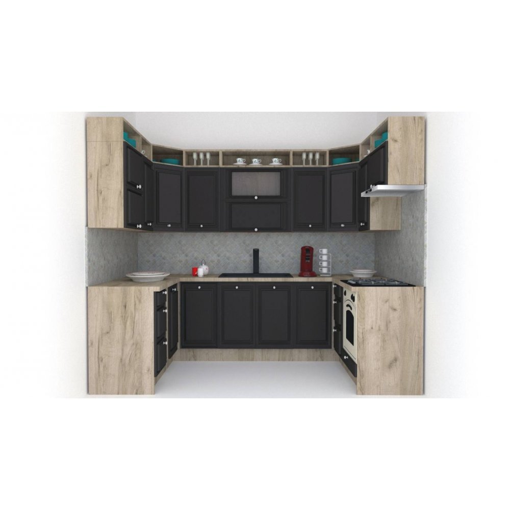 Bucatarie de Colt LEEA ART U FRONT MDF EKRAN 160-280-160 K002 / decor 258