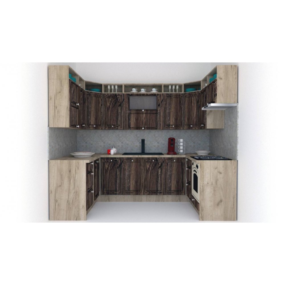Bucatarie de Colt LEEA ART U FRONT MDF EKRAN 160-280-160 K002 / decor 264
