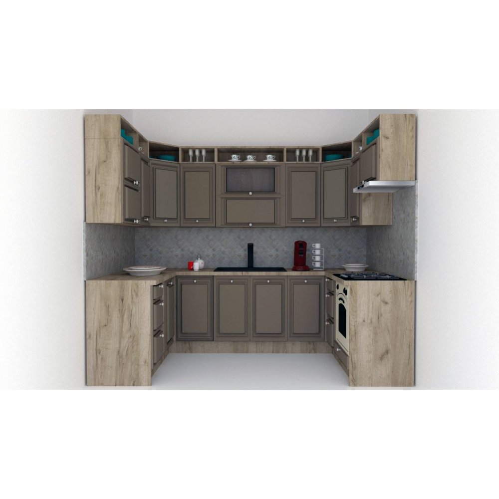 Bucatarie de Colt LEEA ART U FRONT MDF PARMA 160-280-160 K002 / decor 200