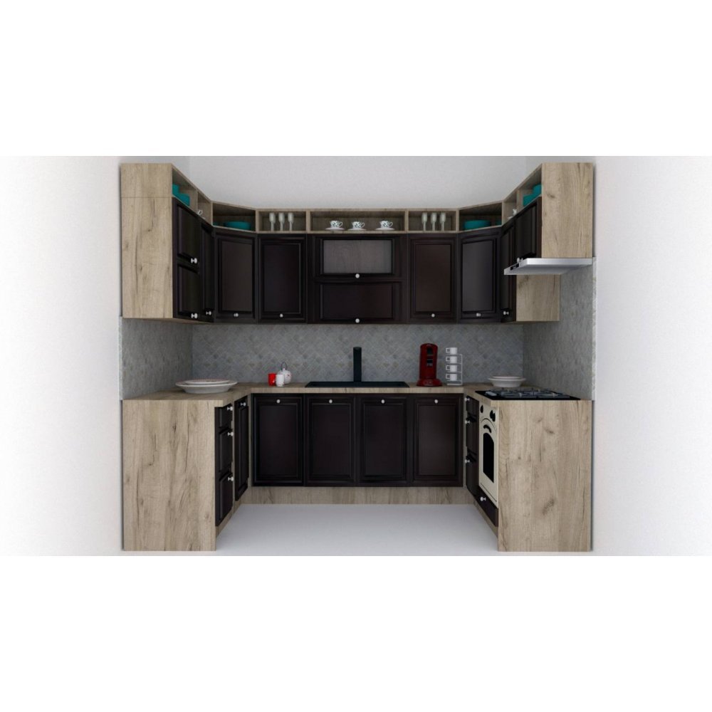 Bucatarie de Colt LEEA ART U FRONT MDF ALAMO 160-280-160 K002 / decor 176