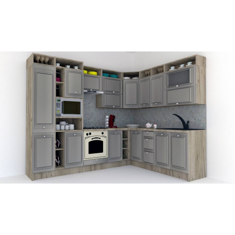 Bucatarie de Colt LEEA ART CORNER FRONT MDF STILE 220-280 ST. K002 / decor 210 Bucatarie de Colt LEEA ART CORNER FRONT MDF STILE 220-280 ST. K002 / decor 210