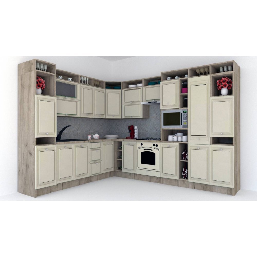 Bucatarie de Colt LEEA ART CORNER FRONT MDF CANYON 260-320 DR. K002 / decor 232