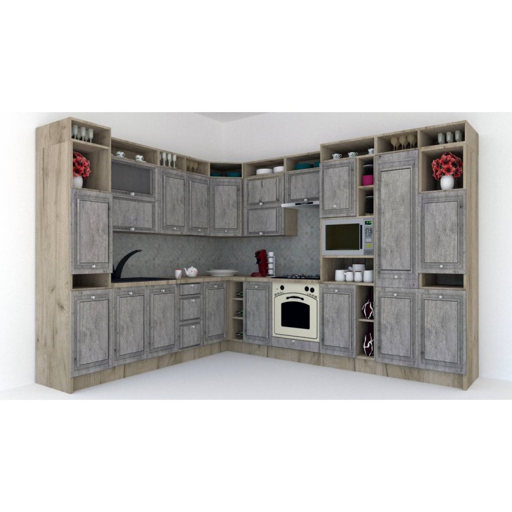 Bucatarie de Colt LEEA ART CORNER FRONT MDF CANYON 260-320 DR. K002 / decor 246